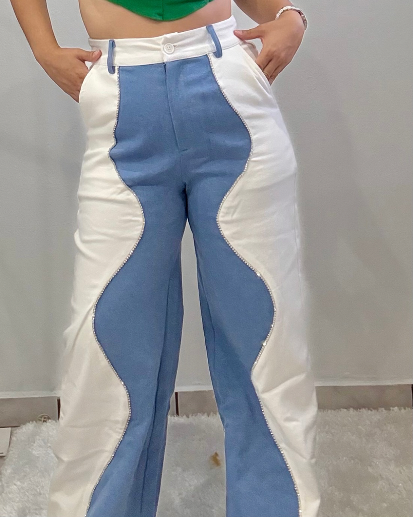 【新品】WAVE DESIGN HIGH WAIST DENIM パンツ wave design high waist denim-navy Short パンツ wave design